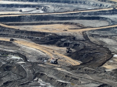 Fossil fuel strip mining of beautiful land