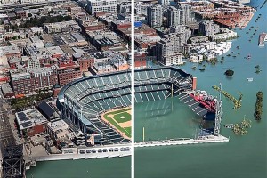 What sea level rise could look like at the AT&T Park in San Francisco.  Photo credit: Climate Central
